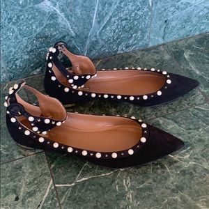 Aquazzura Harlow ankle strap point toe flats